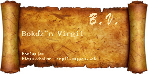 Bokán Virgil névjegykártya